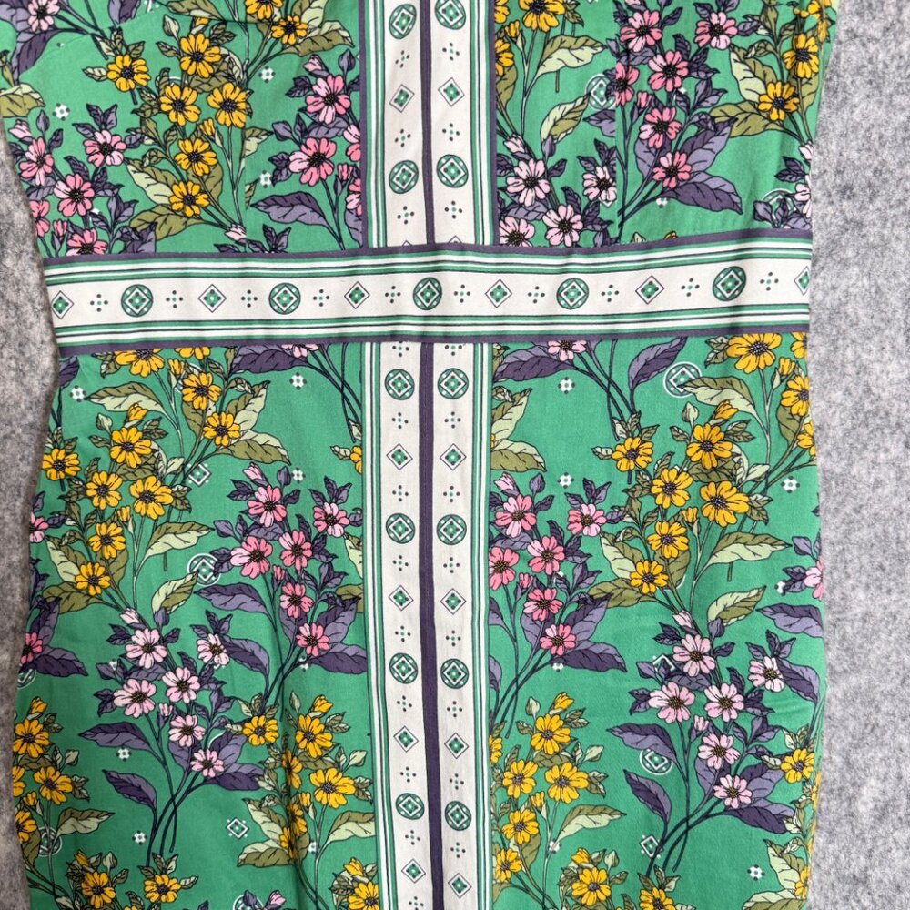 Maggy London For Melanie Lyne Green Floral Sheath Dress Bohemian Garden Party 10 - Picture 4 of 9